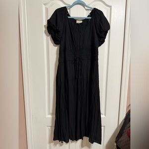 Universal Thread Elegant Black Puff Sleeve Maxi Dress